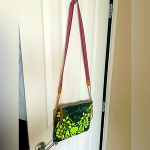 Consuela Green and Tan Crossbody Bag